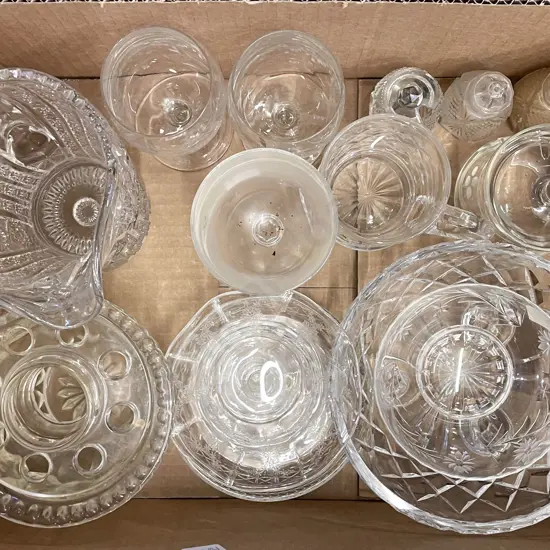 Box of Assorted Crystal and Glassware