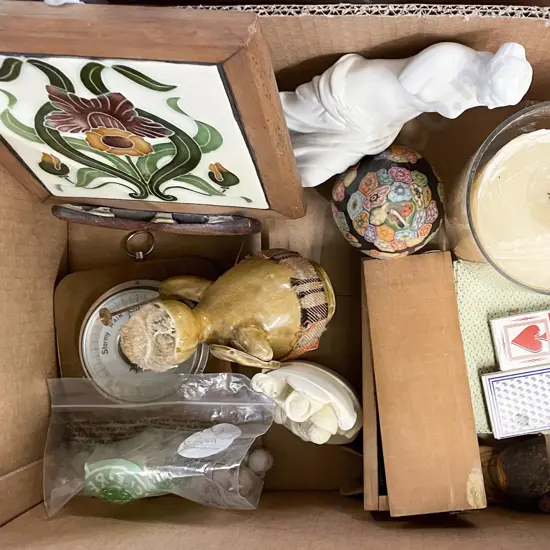Box of Assorted Ornaments etc