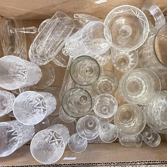Box of Assorted Crystal and Glassware
