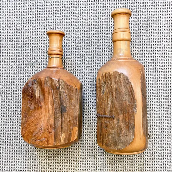 Two NZ Totara Fence Post Bottles