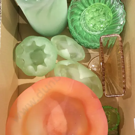 Box of Assorted Pressed Glass Etc.