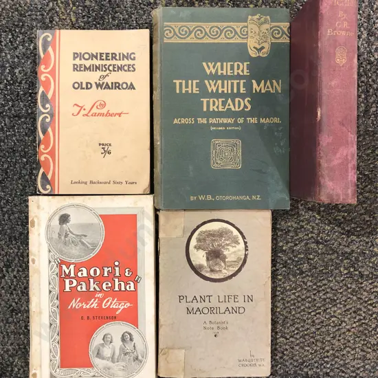 Five Various Vintage Books on Maori