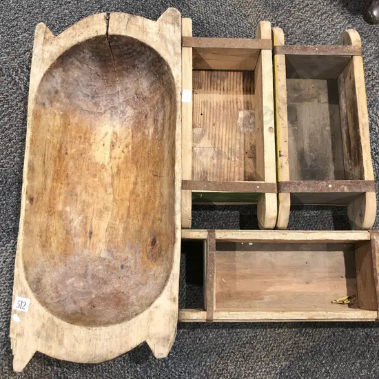 Three Small Wooden Planters with Other