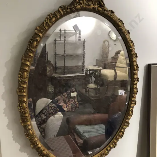 Oval Bevel Edged Ornate Mirror
