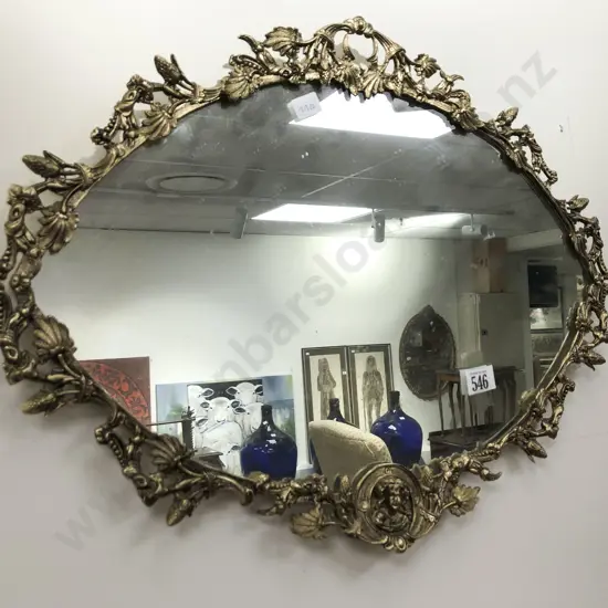Ornate Gilt Metal Framed Oval Wall Mirror