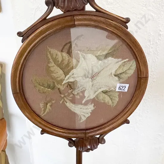 Victorian Rosewood Pole Screen