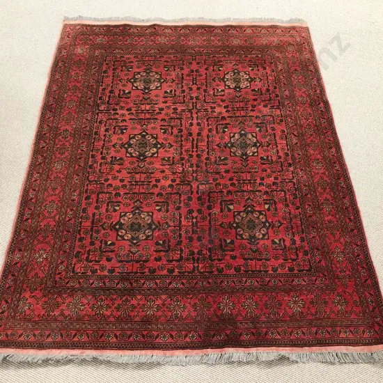 Persian Floor Rug on Red Ground