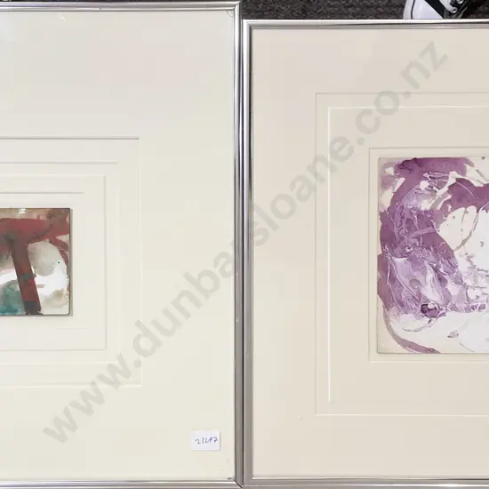 Indistinctly Signed - Two Abstract Mixed Media Works