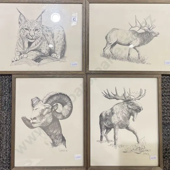 Four Saltiel Animal Study Prints