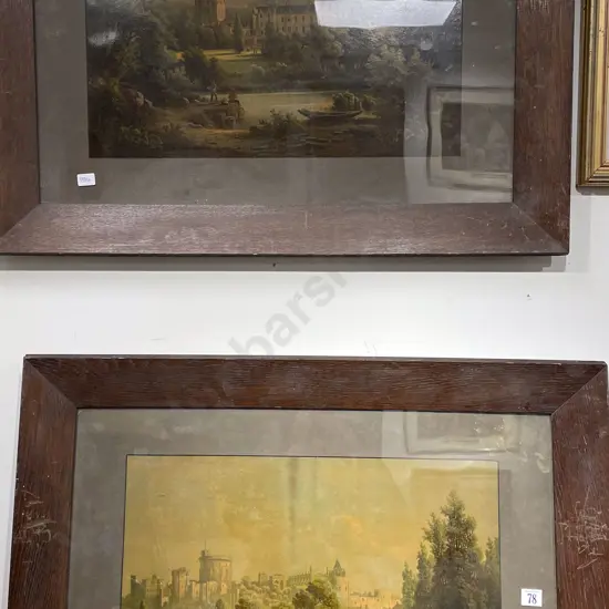 Two Vintage Oak Framed Prints