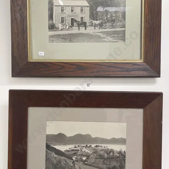 Two Vintage Oak Framed Early Nelson N.Z. Photographic Prints