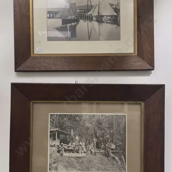 Two Vintage Oak Framed Early N.Z. Photographic Prints