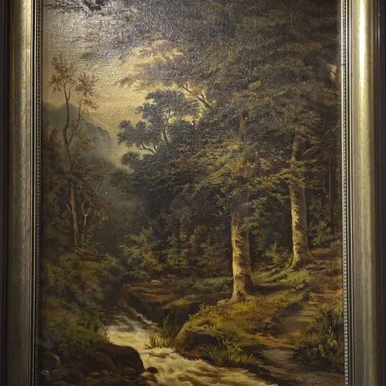Unsigned - Vintage Oil on Board Forest Scene