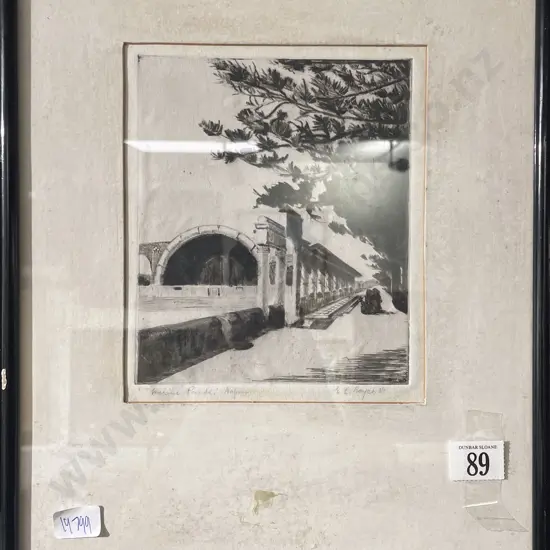 E.L. Boyce - Marine Parade Napier - Etching