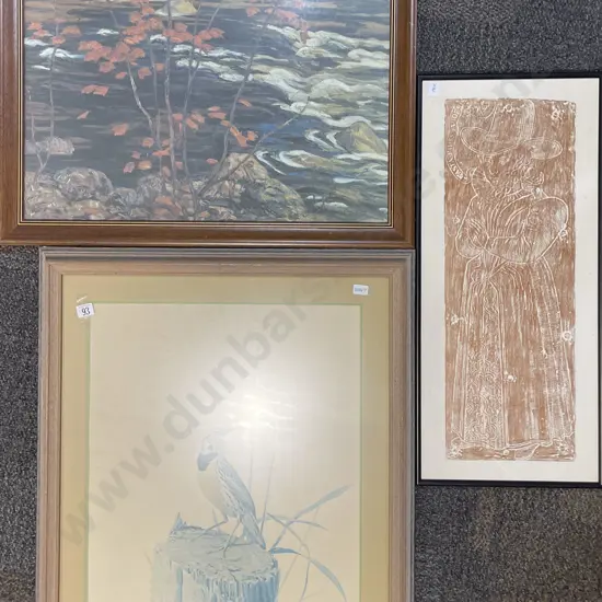 J.F. Lansdowne - Bird Study Together with Brass Rubbing and Print