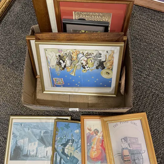 Small Box of Assorted Framed Prints etc