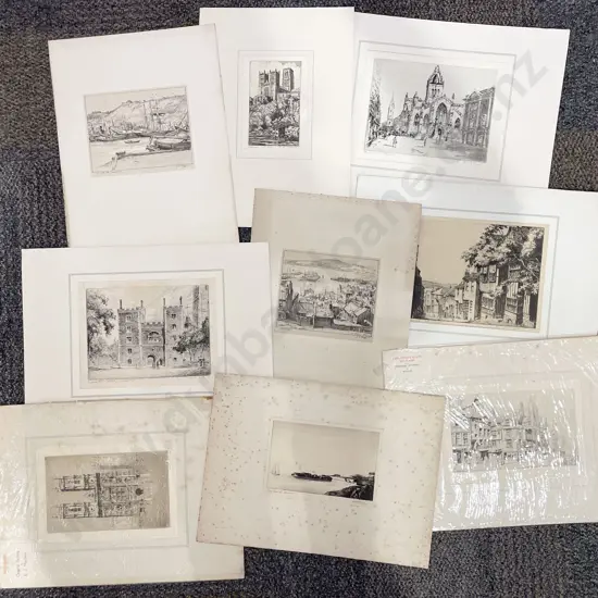 Nine Assorted Etchings