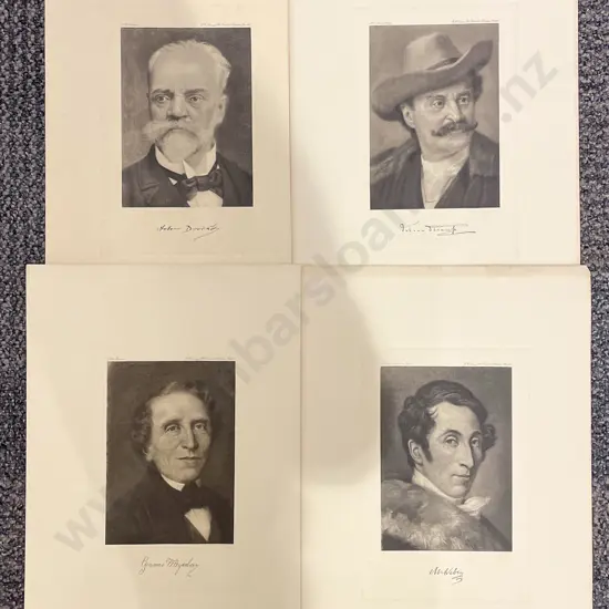 Folder Containing Four Autograph Portraits of Composers