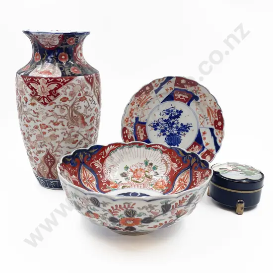 Three Pieces of Imari Together with Satsuma Trinket Box