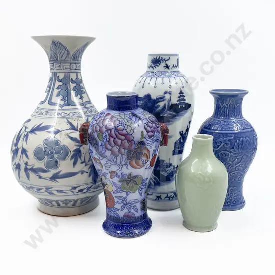 Five Assorted Chinese Vases