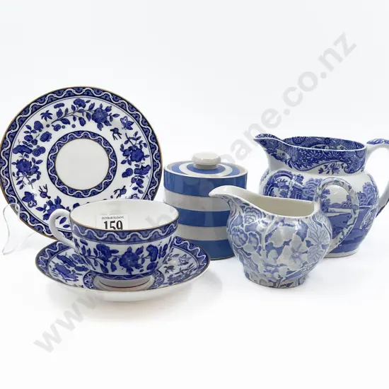 RD Blue and White Trio Together with Cornishware Sugar and Two Jugs