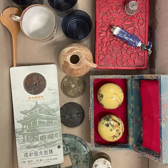 Small Quantity of Assorted Including Cinnabar Lacquer Trinket Box