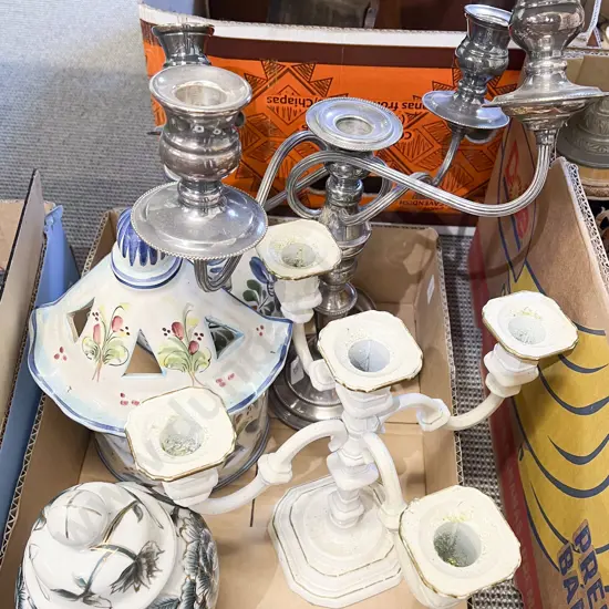 Box of Assorted Including Candelabras