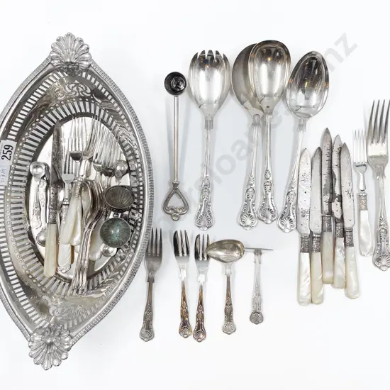 Small Quantity of Assorted Cutlery Including MOP Handled Knives and Kings Pattern