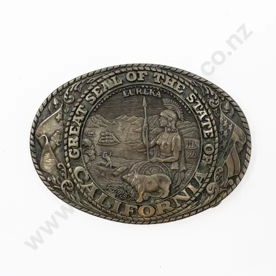 Modern Tony Lama State Series Solid Brass California Belt Buckle