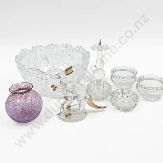 Small Quantity of Assorted Glassware Together with Swarovski Candleholder (Repaired)