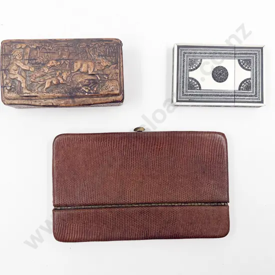Ivory Card Case Together with Carved Box and Other