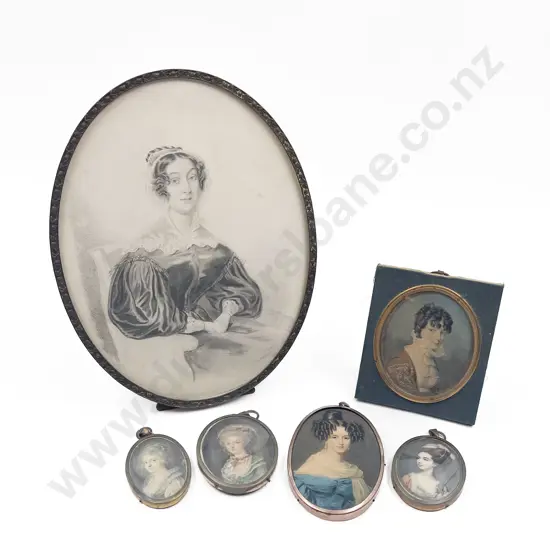 Four Assorted Reproduction Victorian Portraits Together with Other Framed Portrait