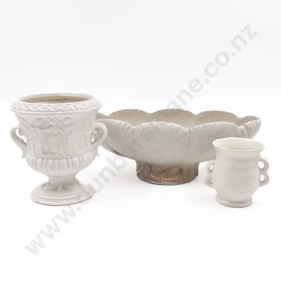 Three Assorted White Glazed Vases