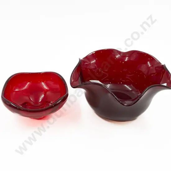 Two Ruby Glass Bowls