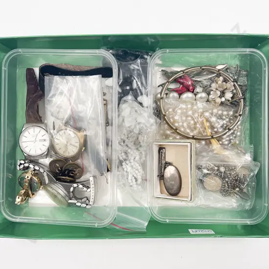 Quantity of Assorted Costume Jewellery Together with Assorted Vintage Watches