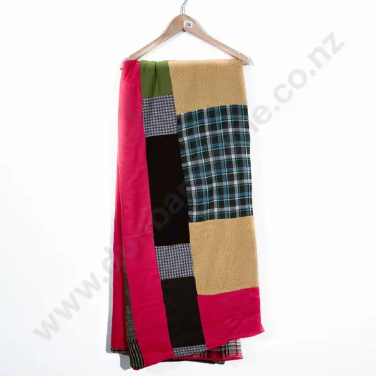 Vintage Machine Worked Mainly Wool Quilt