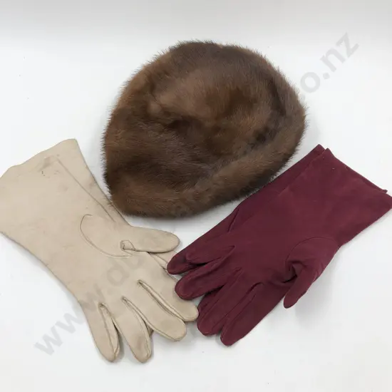 Vintage Mink Fur Hat and Two Pair Gloves