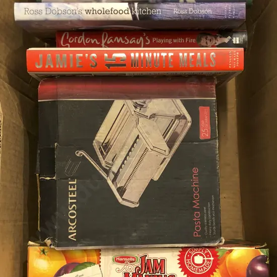 Boxed Pasta Maker and Jam Making Kit Together with Six Modern Cook Books