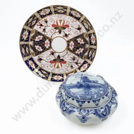 Delfts Squat Vase with Cover TOgether with RCD Imari Pattern Plate