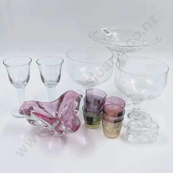 Webb & Corbett Comport Together with Small Art Glass Vase etc