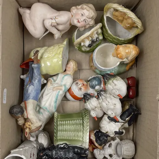Small Box of Assorted Vintage China Figures and Ornaments etc