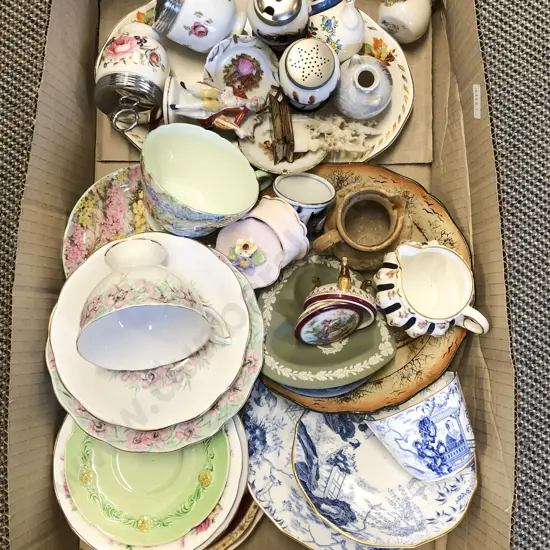 Box of Assorted Fancy China Including RCD Trio etc