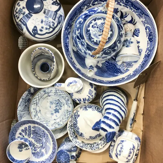 Quantity of Assorted Blue and White China