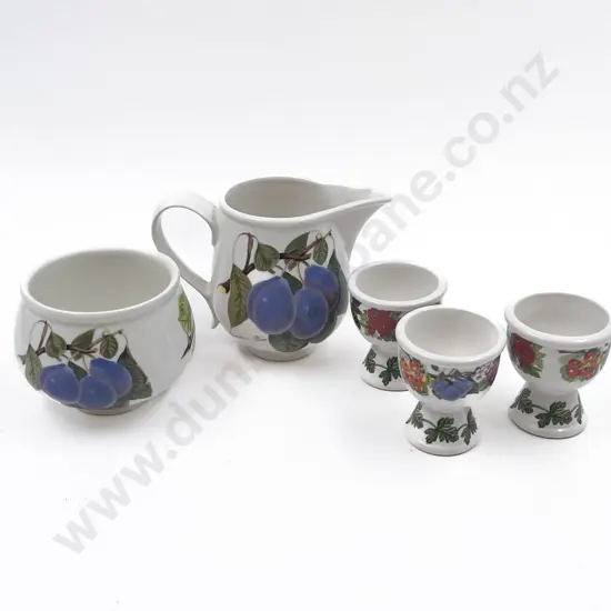Portmeirion Jug and Sugar Bowl Together with Three Egg Cups