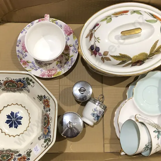 Box of Assorted China Including Royal Worcester