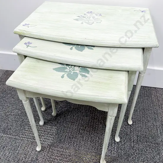 Hand Painted Nest of Three Tables