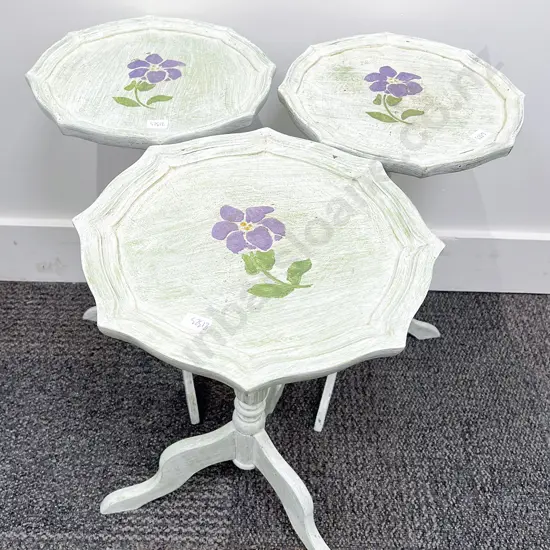 Trio of Painted Tripod Based Wine Tables