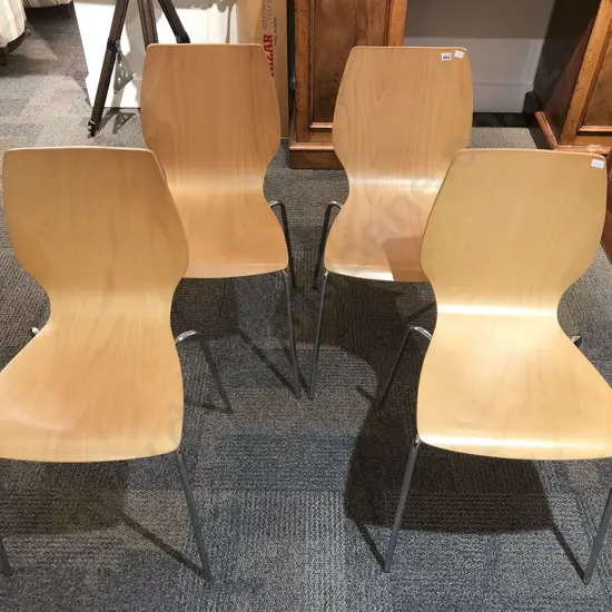 Four Cintesi Modern Ply Stacking Chairs
