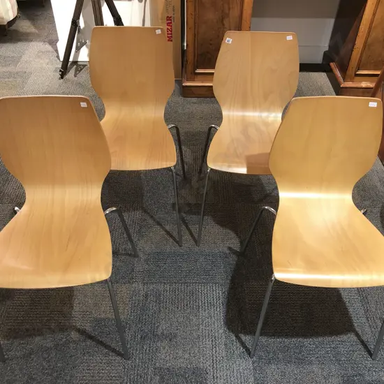 Four Cintesi Modern Ply Stacking Chairs
