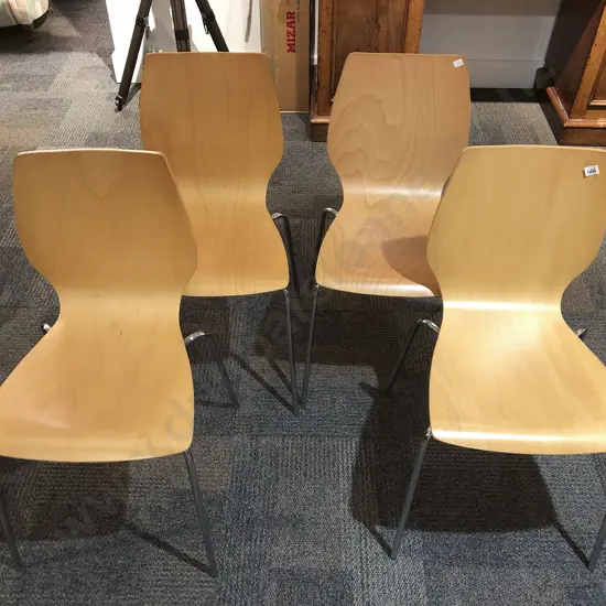 Four Cintesi Modern Ply Stacking Chairs